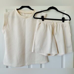Two Piece Quilted Shorts & Tank Top Summer Lounge Set